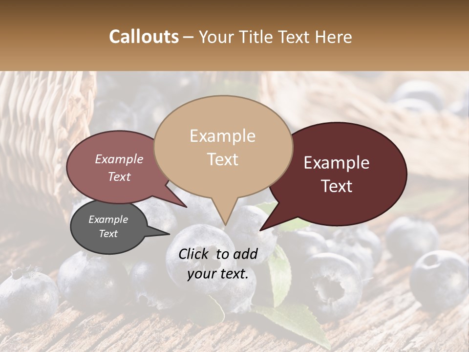 A Basket Of Blueberries On A Wooden Table PowerPoint Template