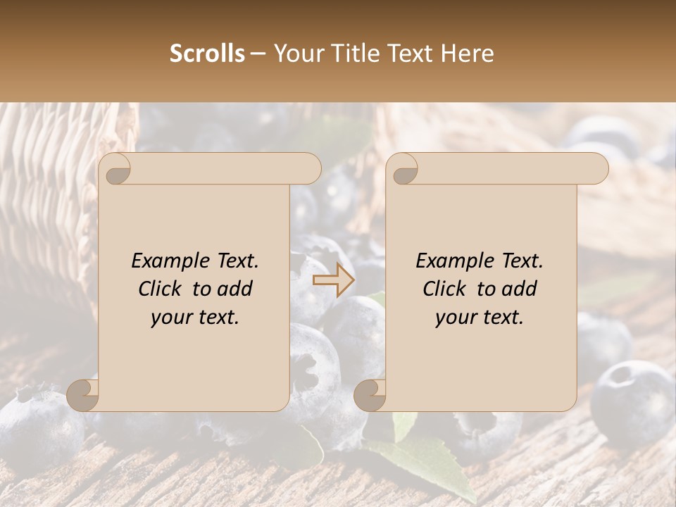 A Basket Of Blueberries On A Wooden Table PowerPoint Template