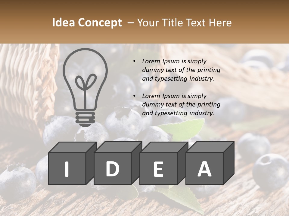 A Basket Of Blueberries On A Wooden Table PowerPoint Template