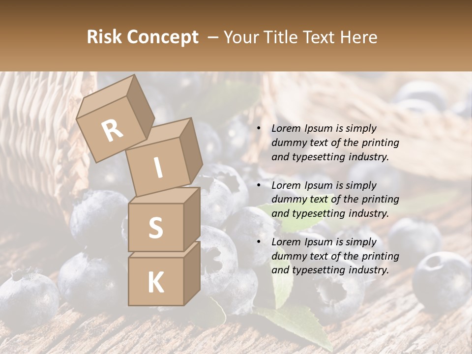 A Basket Of Blueberries On A Wooden Table PowerPoint Template