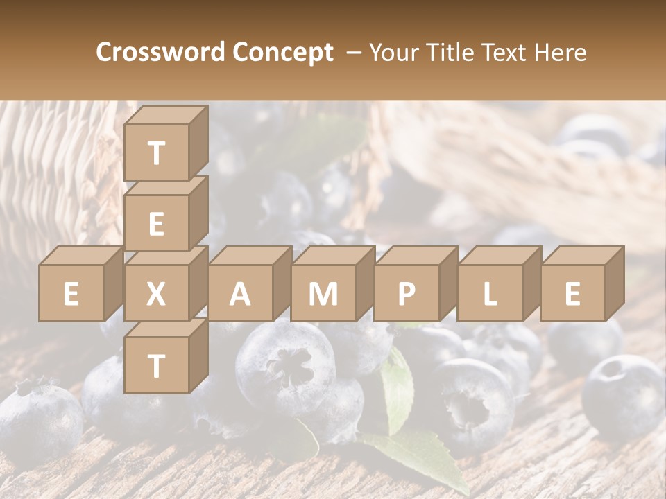 A Basket Of Blueberries On A Wooden Table PowerPoint Template