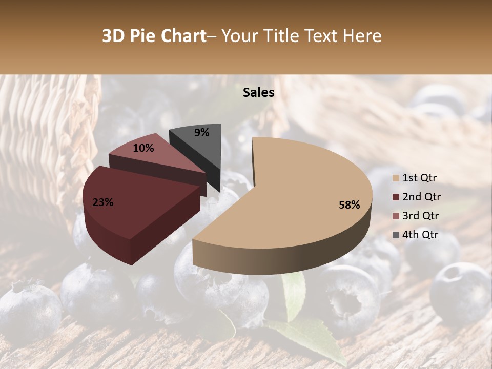 A Basket Of Blueberries On A Wooden Table PowerPoint Template