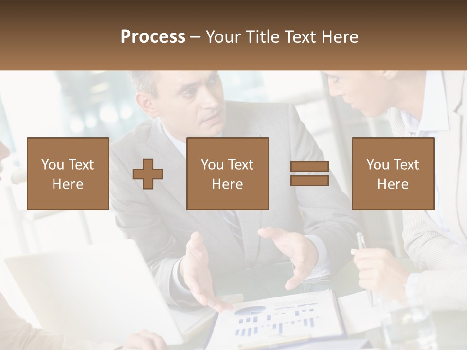 A Group Of People Sitting Around A Table Talking PowerPoint Template