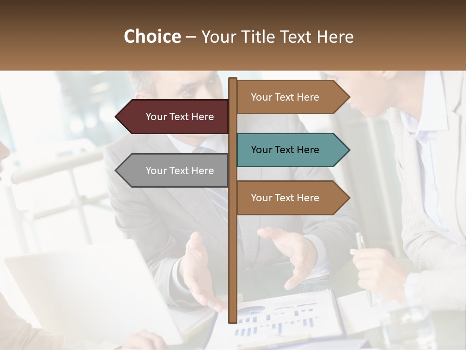 A Group Of People Sitting Around A Table Talking PowerPoint Template