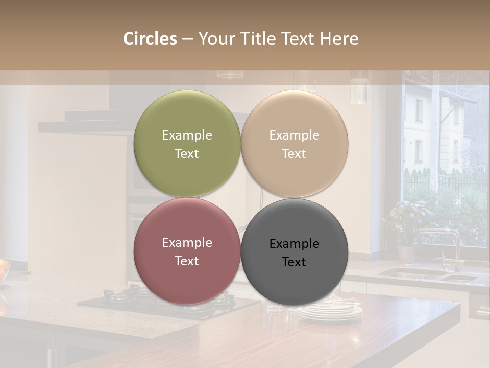 A Kitchen With A Center Island And A Stove Top Oven PowerPoint Template