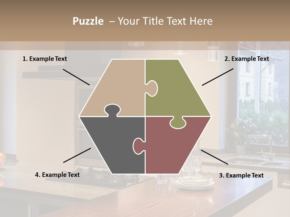 A Kitchen With A Center Island And A Stove Top Oven PowerPoint Template