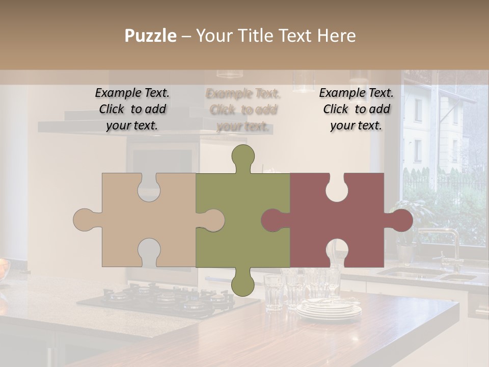 A Kitchen With A Center Island And A Stove Top Oven PowerPoint Template