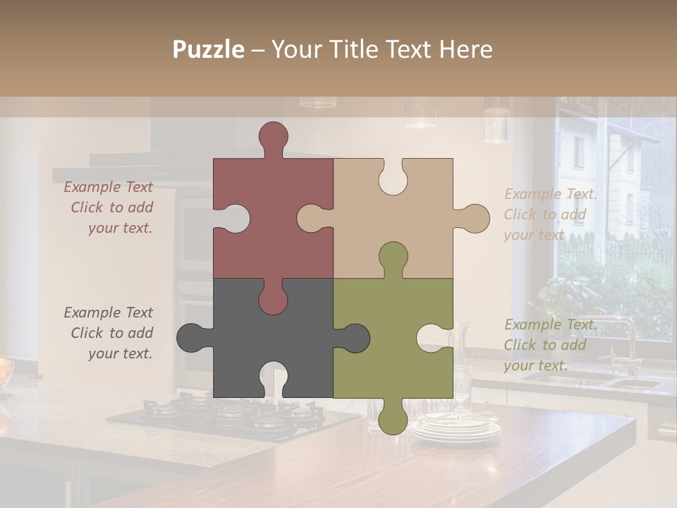 A Kitchen With A Center Island And A Stove Top Oven PowerPoint Template