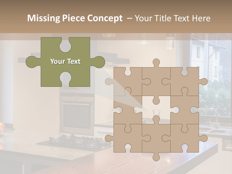 A Kitchen With A Center Island And A Stove Top Oven PowerPoint Template