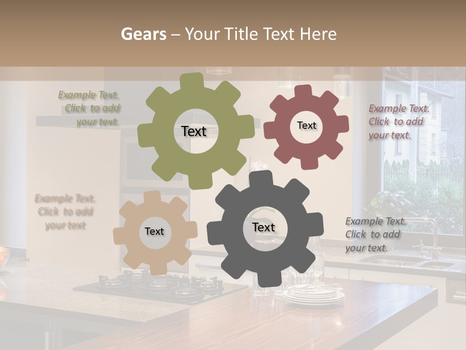 A Kitchen With A Center Island And A Stove Top Oven PowerPoint Template