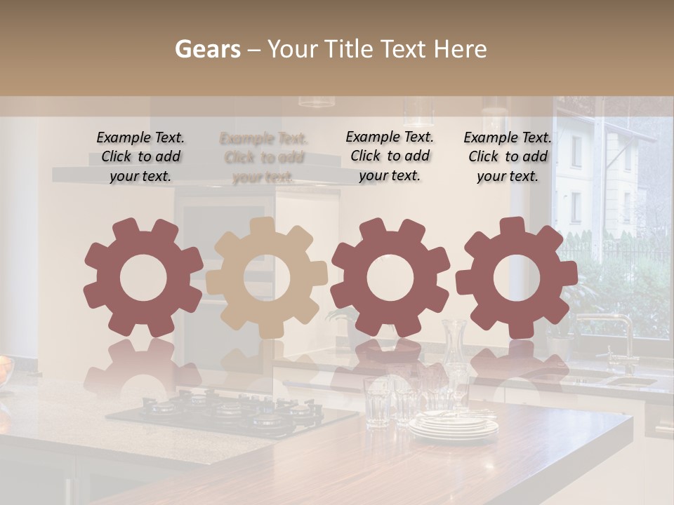 A Kitchen With A Center Island And A Stove Top Oven PowerPoint Template