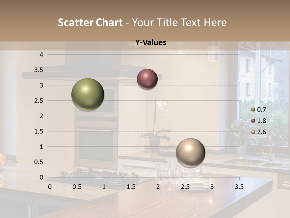 A Kitchen With A Center Island And A Stove Top Oven PowerPoint Template