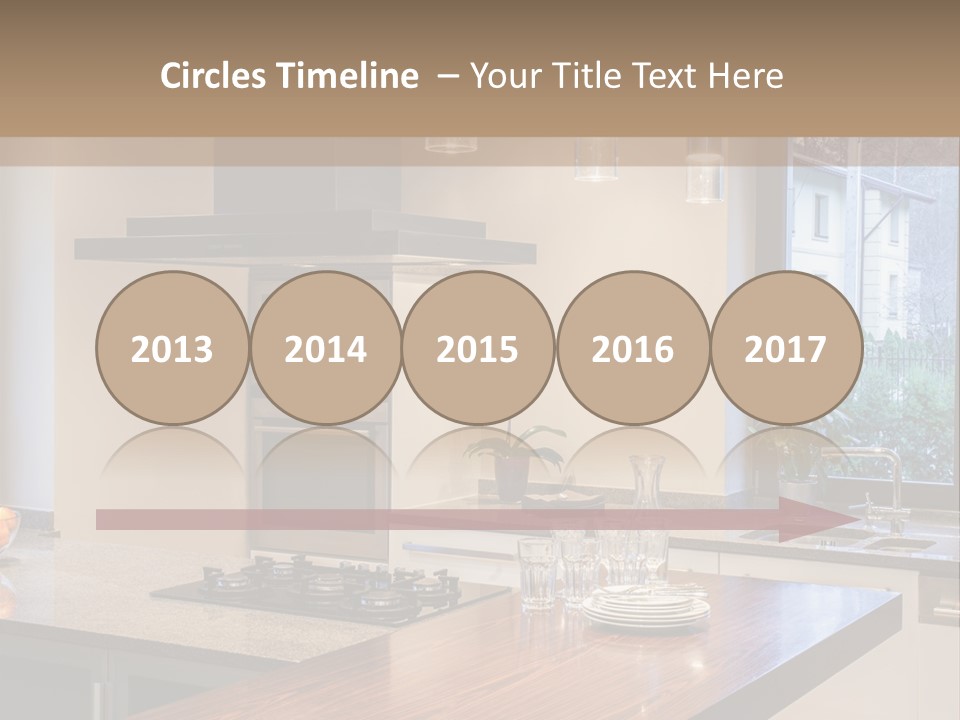 A Kitchen With A Center Island And A Stove Top Oven PowerPoint Template