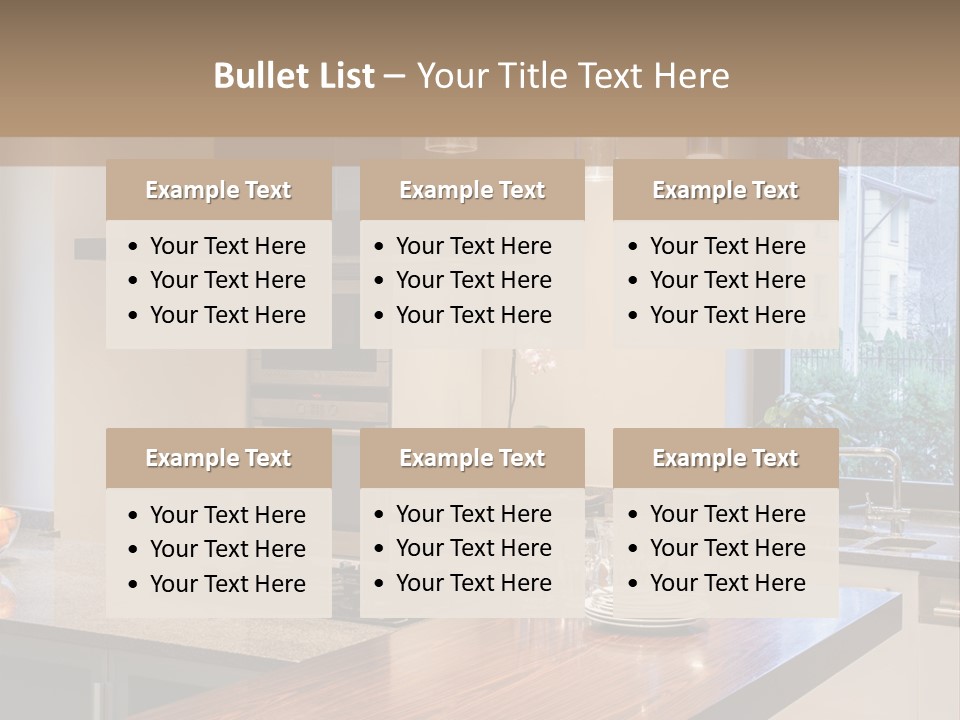 A Kitchen With A Center Island And A Stove Top Oven PowerPoint Template