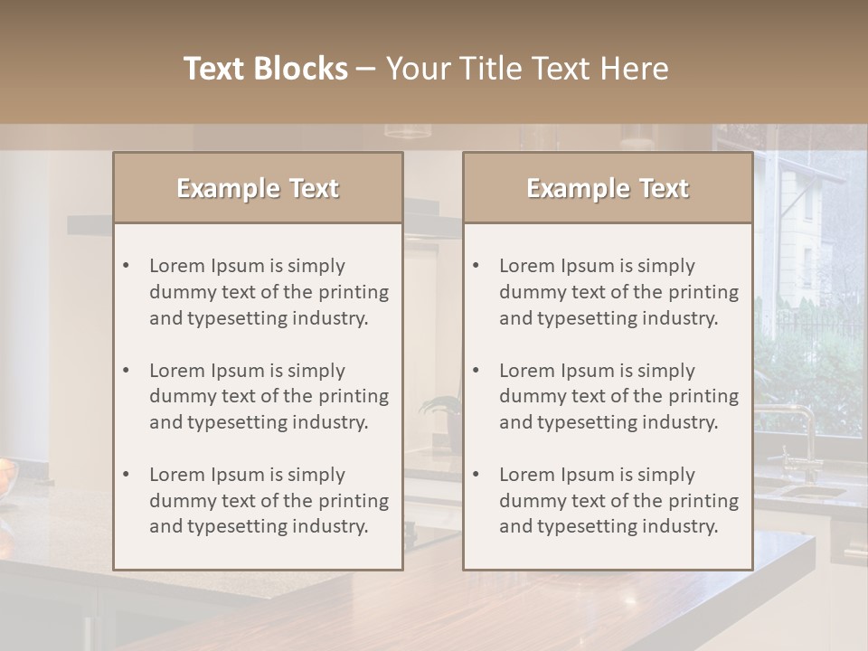 A Kitchen With A Center Island And A Stove Top Oven PowerPoint Template