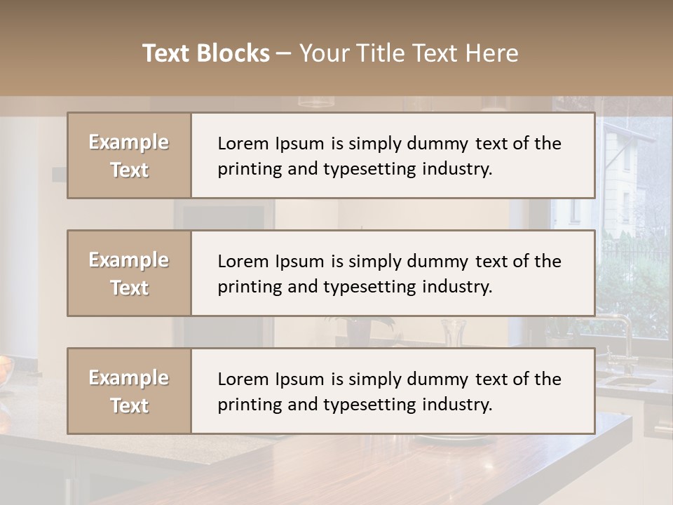 A Kitchen With A Center Island And A Stove Top Oven PowerPoint Template