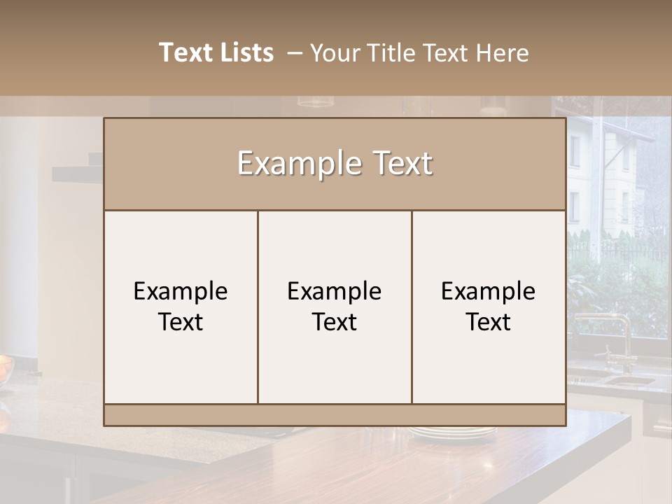 A Kitchen With A Center Island And A Stove Top Oven PowerPoint Template