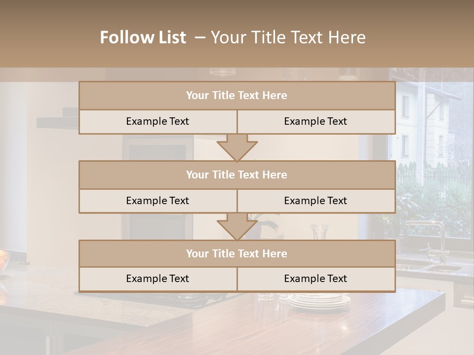 A Kitchen With A Center Island And A Stove Top Oven PowerPoint Template