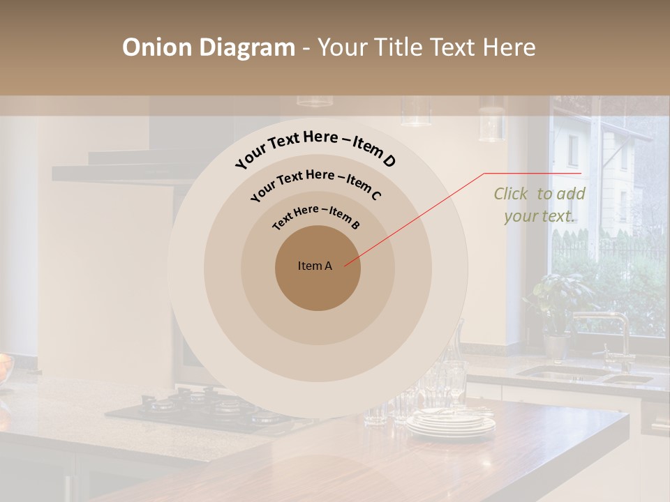 A Kitchen With A Center Island And A Stove Top Oven PowerPoint Template
