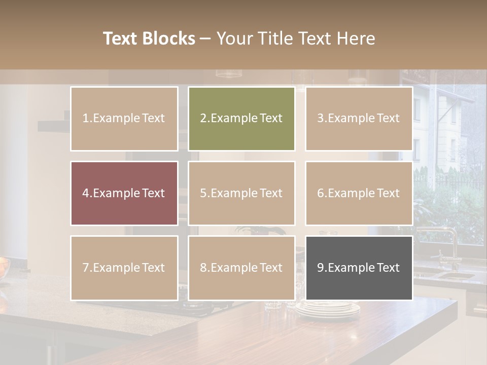 A Kitchen With A Center Island And A Stove Top Oven PowerPoint Template