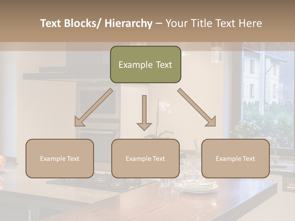 A Kitchen With A Center Island And A Stove Top Oven PowerPoint Template