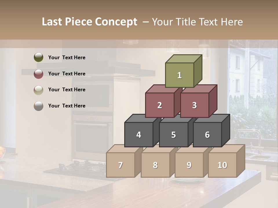 A Kitchen With A Center Island And A Stove Top Oven PowerPoint Template