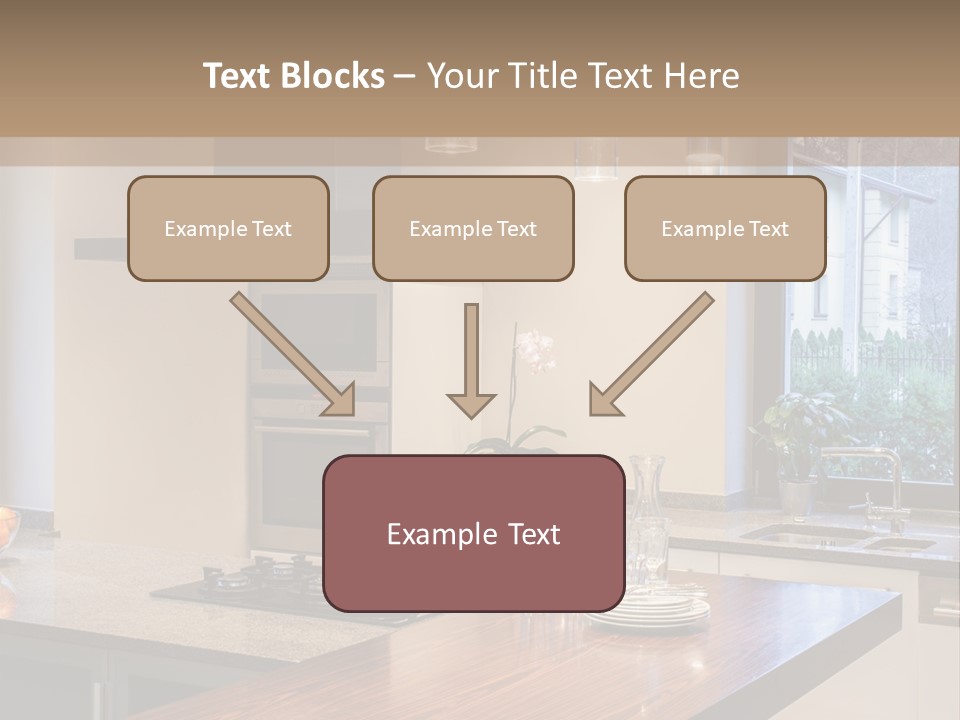 A Kitchen With A Center Island And A Stove Top Oven PowerPoint Template