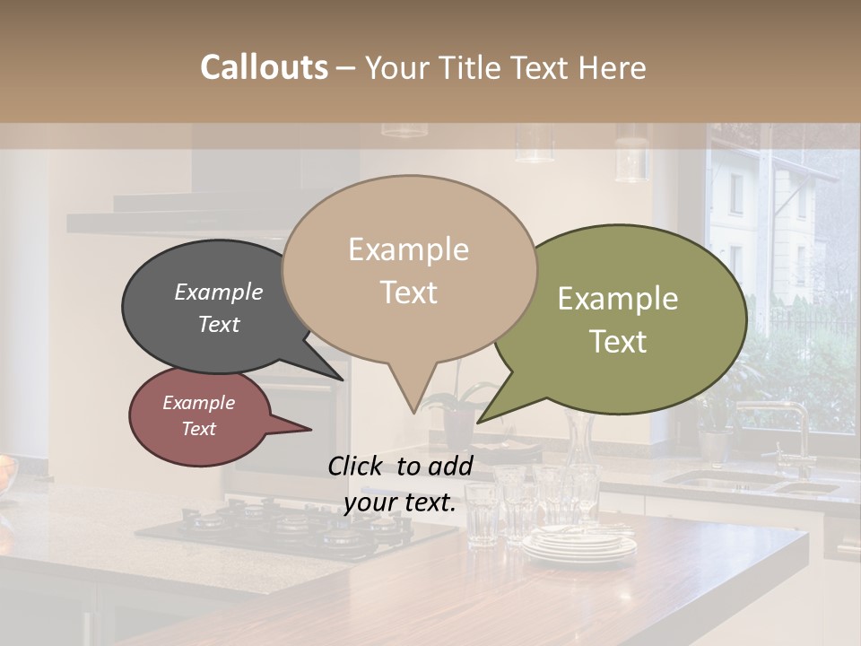 A Kitchen With A Center Island And A Stove Top Oven PowerPoint Template