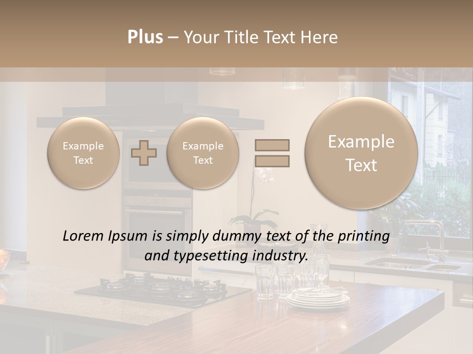 A Kitchen With A Center Island And A Stove Top Oven PowerPoint Template