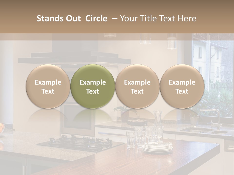 A Kitchen With A Center Island And A Stove Top Oven PowerPoint Template