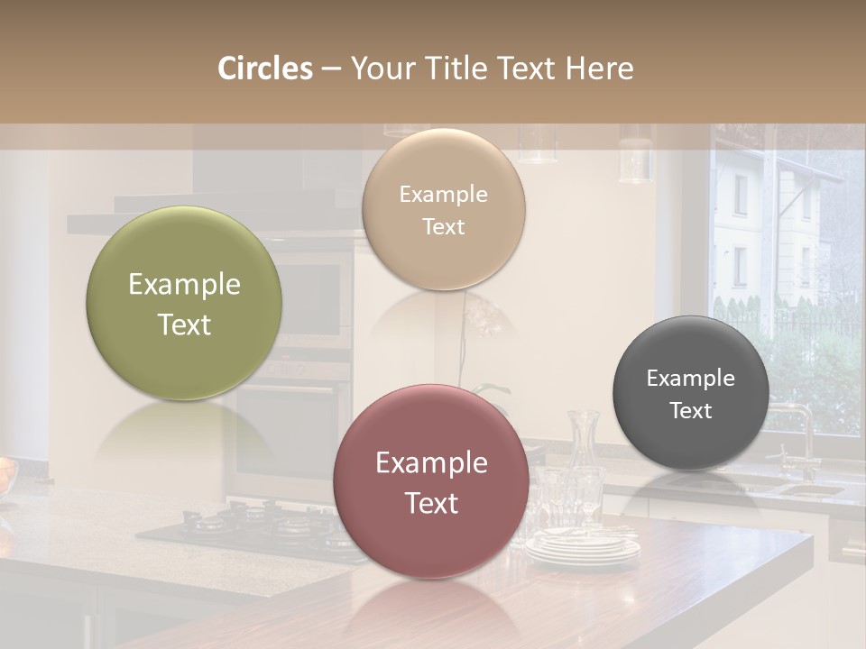 A Kitchen With A Center Island And A Stove Top Oven PowerPoint Template