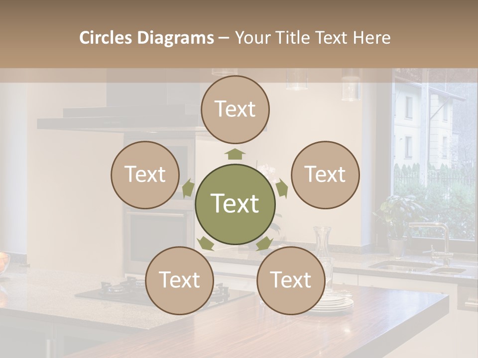 A Kitchen With A Center Island And A Stove Top Oven PowerPoint Template