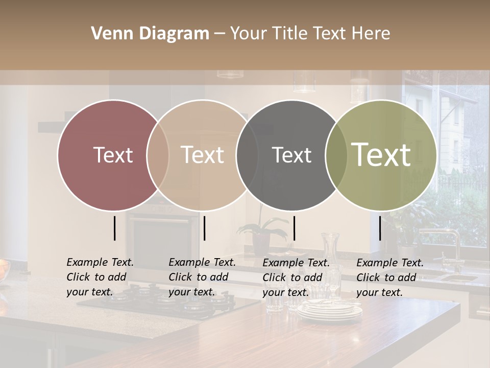 A Kitchen With A Center Island And A Stove Top Oven PowerPoint Template