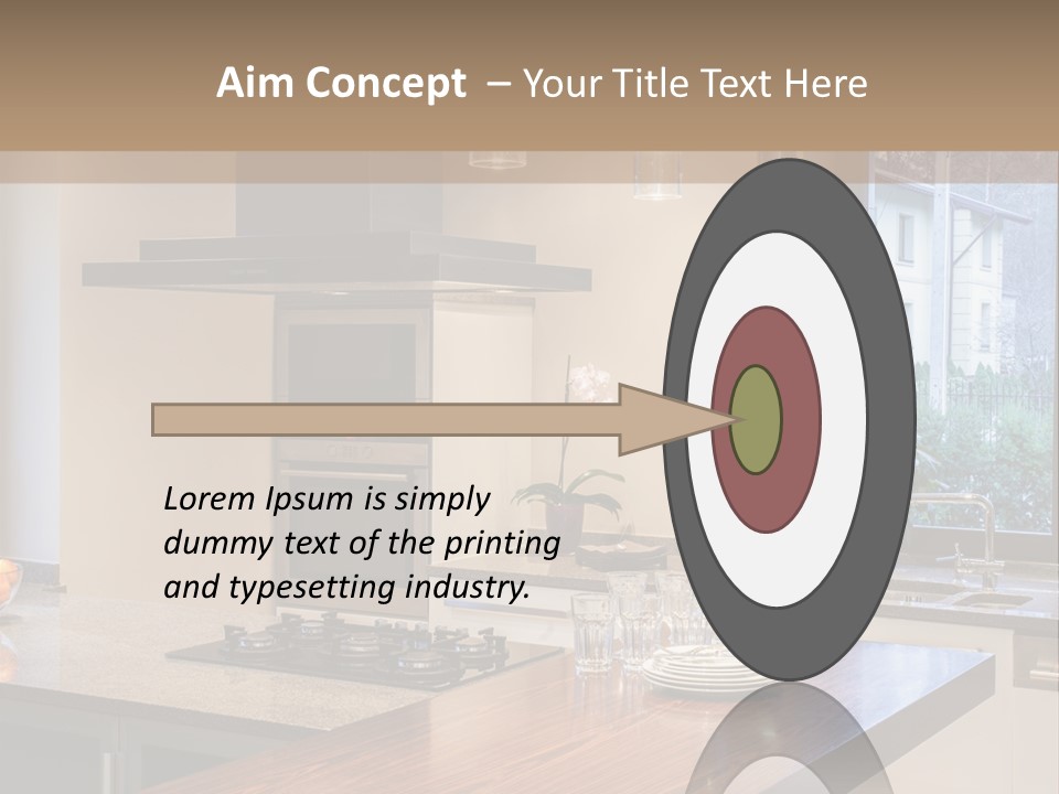 A Kitchen With A Center Island And A Stove Top Oven PowerPoint Template