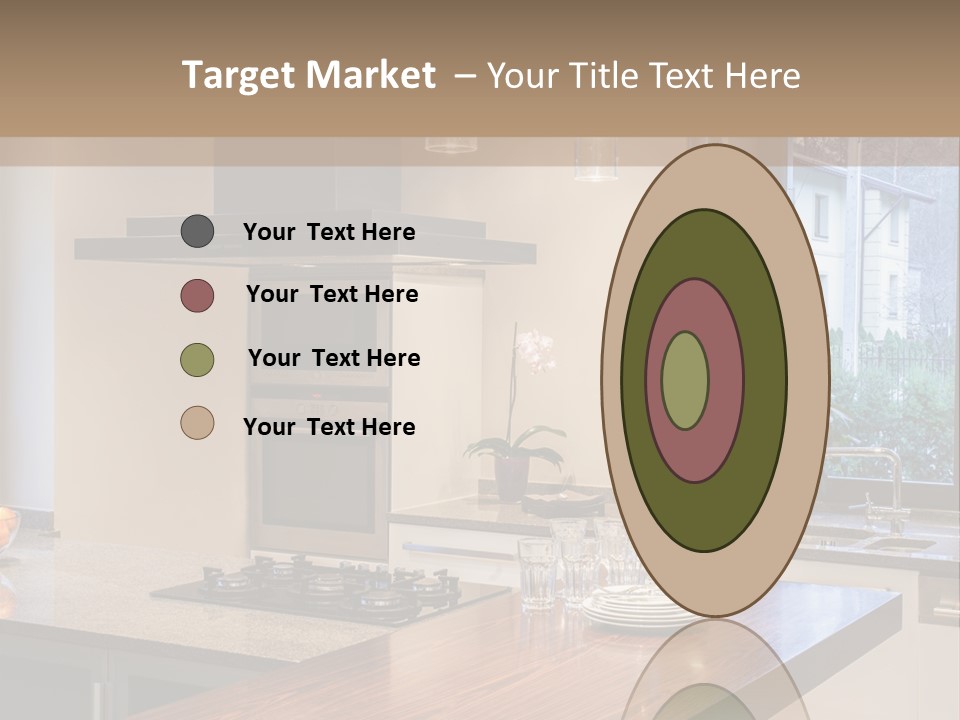 A Kitchen With A Center Island And A Stove Top Oven PowerPoint Template