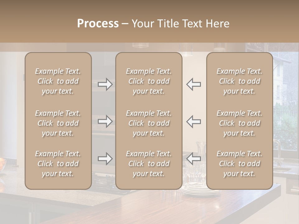 A Kitchen With A Center Island And A Stove Top Oven PowerPoint Template