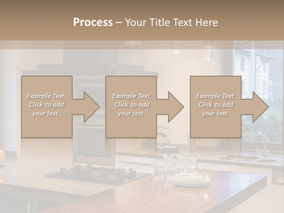 A Kitchen With A Center Island And A Stove Top Oven PowerPoint Template
