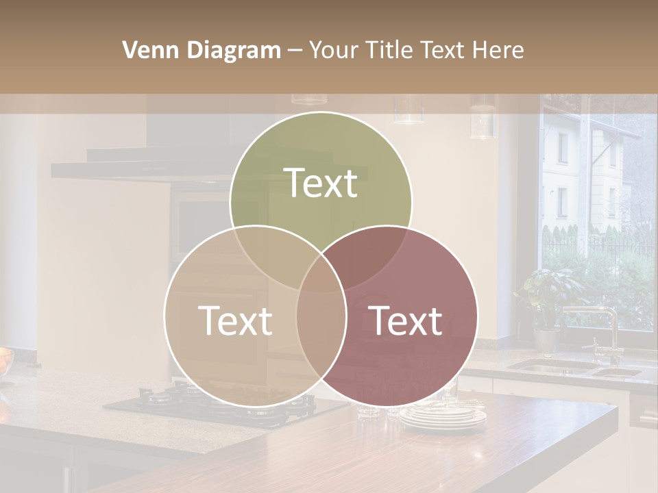 A Kitchen With A Center Island And A Stove Top Oven PowerPoint Template