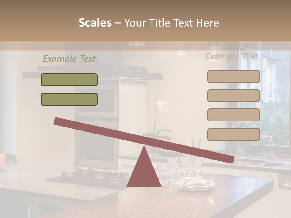 A Kitchen With A Center Island And A Stove Top Oven PowerPoint Template