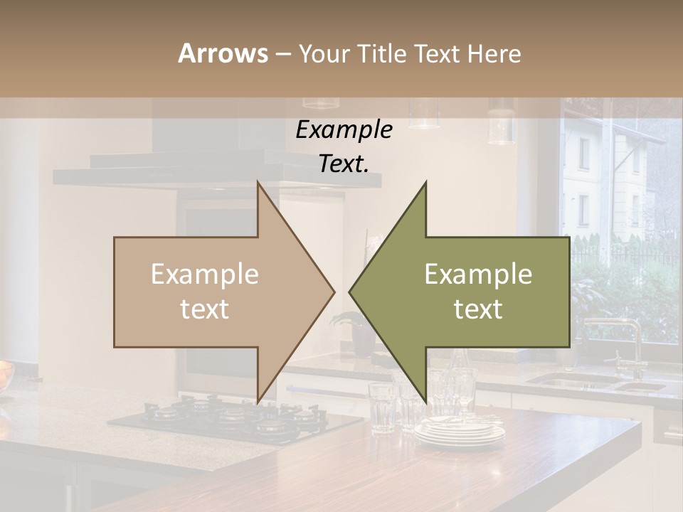 A Kitchen With A Center Island And A Stove Top Oven PowerPoint Template