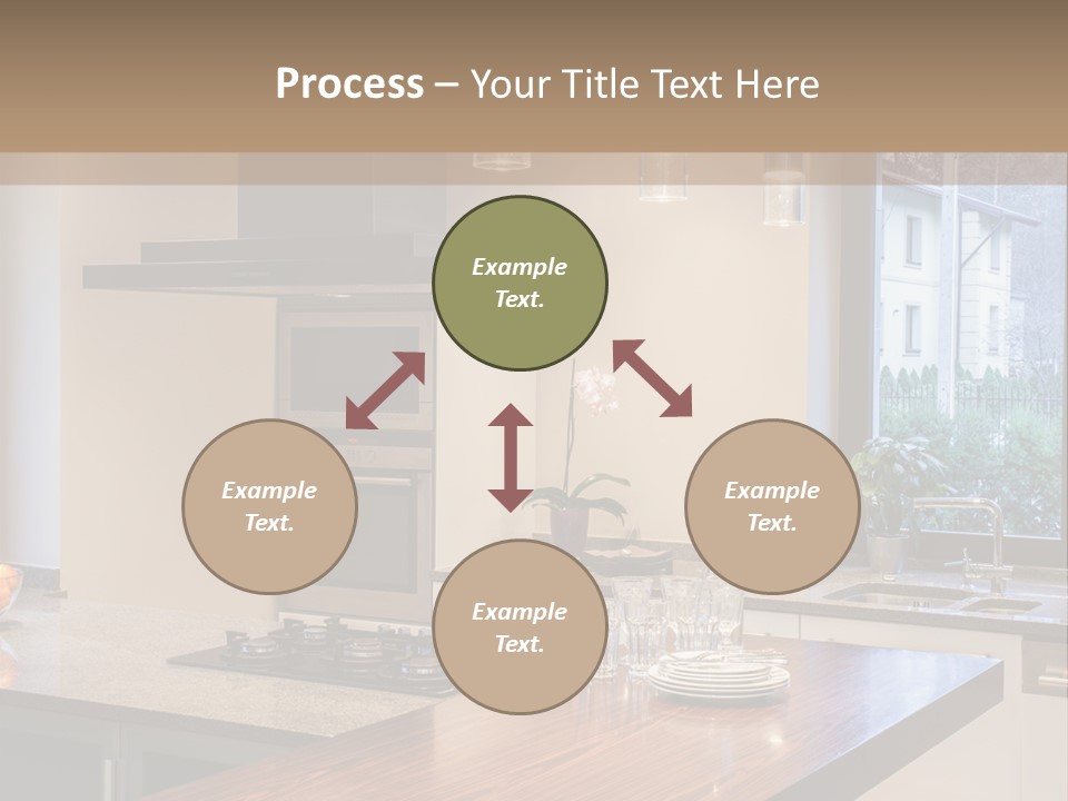 A Kitchen With A Center Island And A Stove Top Oven PowerPoint Template