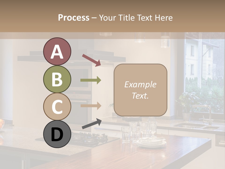 A Kitchen With A Center Island And A Stove Top Oven PowerPoint Template