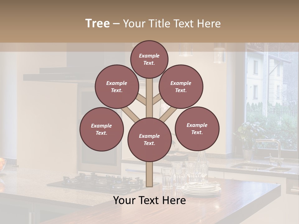 A Kitchen With A Center Island And A Stove Top Oven PowerPoint Template