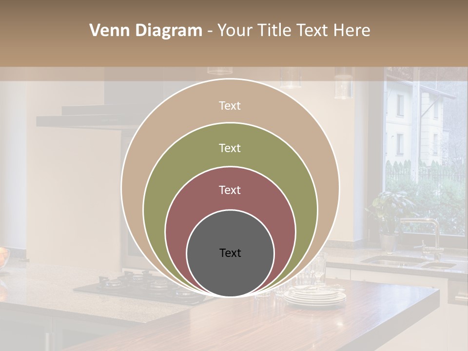 A Kitchen With A Center Island And A Stove Top Oven PowerPoint Template