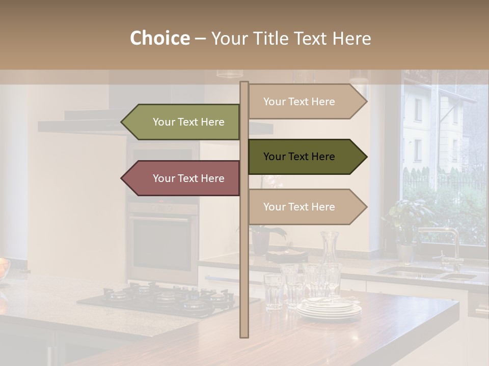 A Kitchen With A Center Island And A Stove Top Oven PowerPoint Template