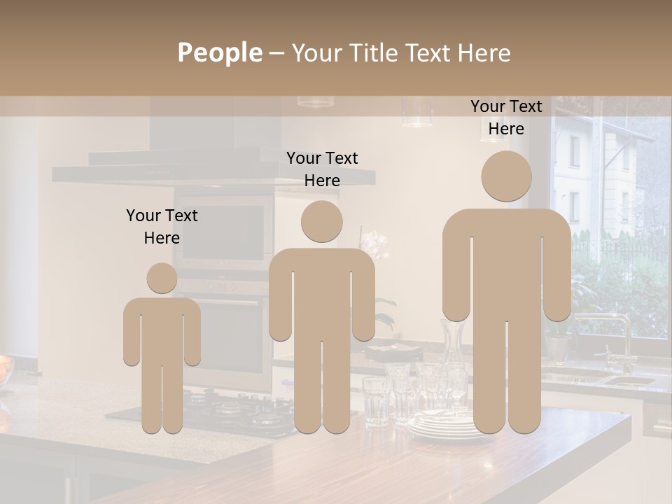 A Kitchen With A Center Island And A Stove Top Oven PowerPoint Template