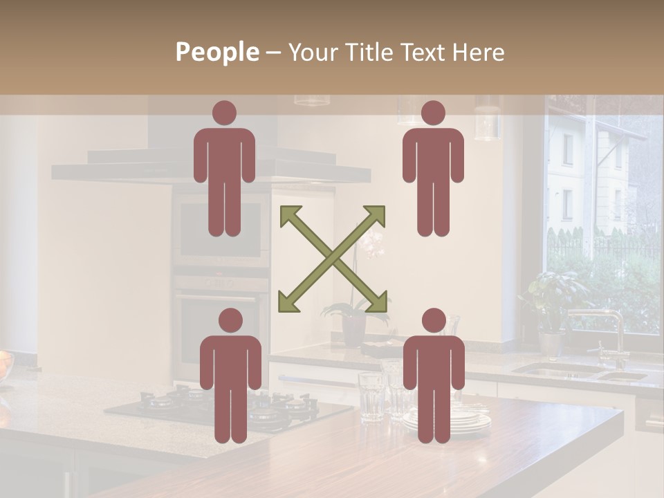 A Kitchen With A Center Island And A Stove Top Oven PowerPoint Template