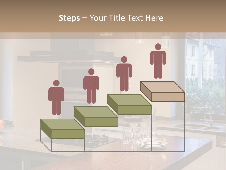 A Kitchen With A Center Island And A Stove Top Oven PowerPoint Template