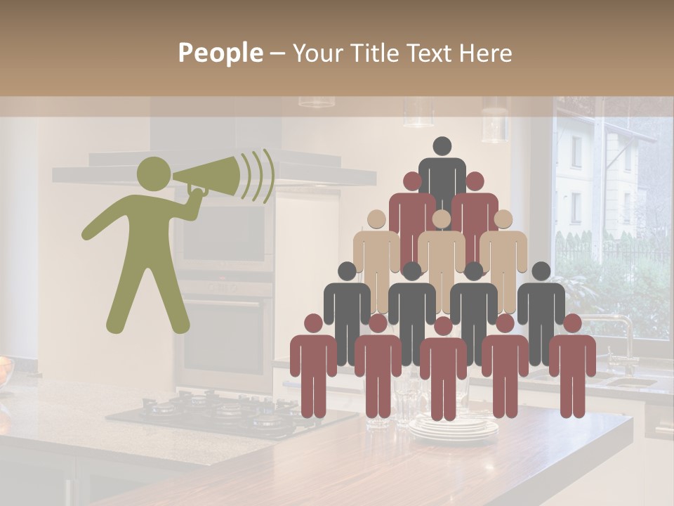 A Kitchen With A Center Island And A Stove Top Oven PowerPoint Template