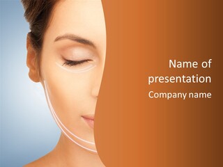 A Woman With Her Eyes Closed And Her Eyes Closed PowerPoint Template